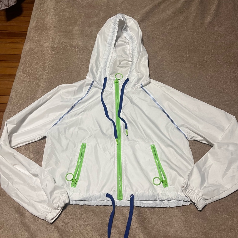 Stylish White and Green Women's Jacket